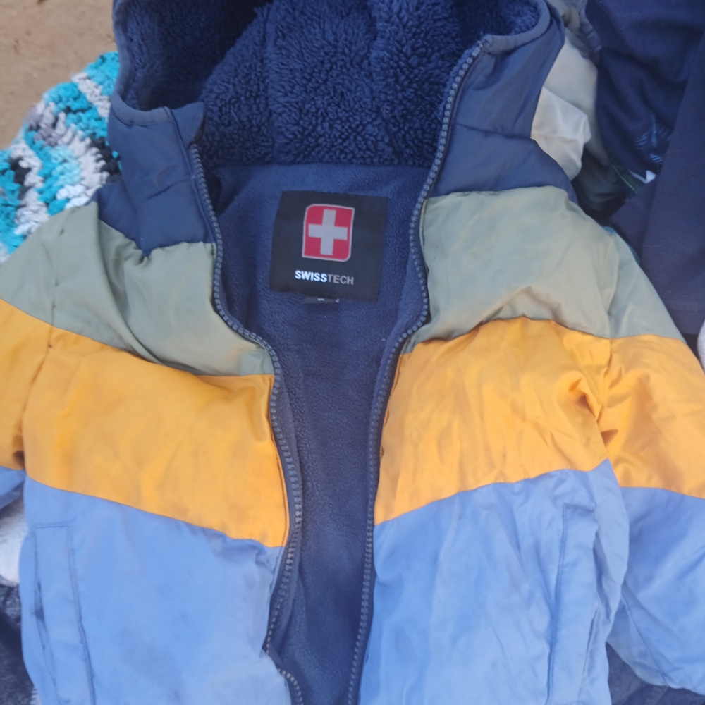 Swiss Tech Kids Puffer Jacket - Navy, Mustard, Light Blue